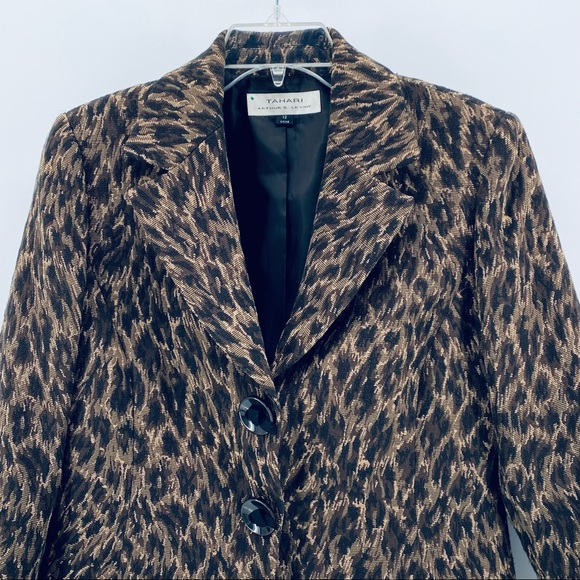 Tahari Arthur S. Levine Women's Size 12 Cheetah Leopard Print Blazer Jacket - Picture 2 of 10